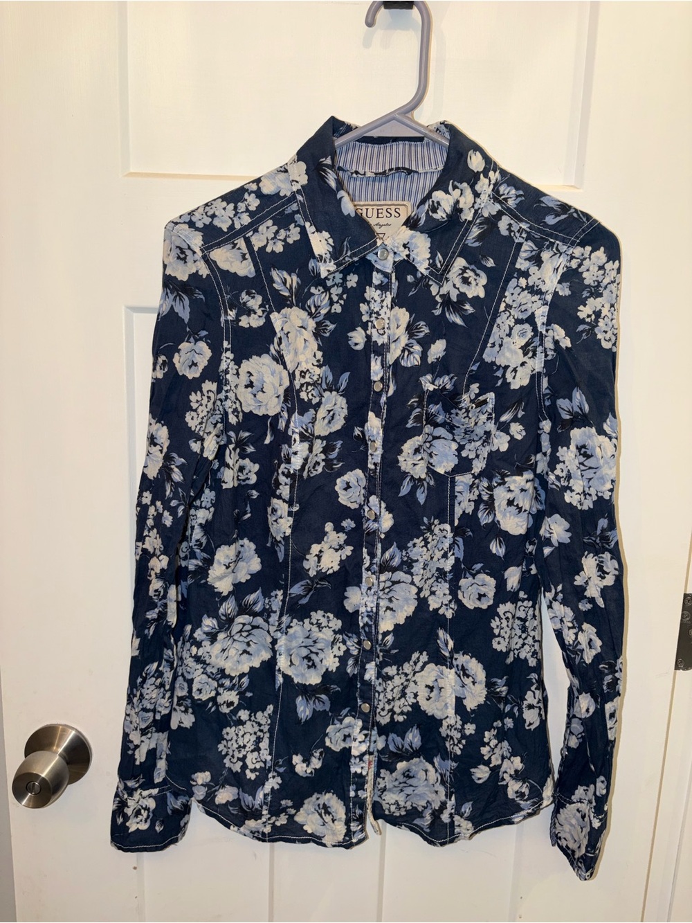 GUESS Navy Blue Floral Button-Down Shirt